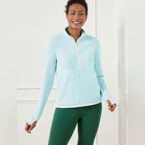 T by TALBOTS HALF-ZIP PULLOVER - DOT JACQUARD